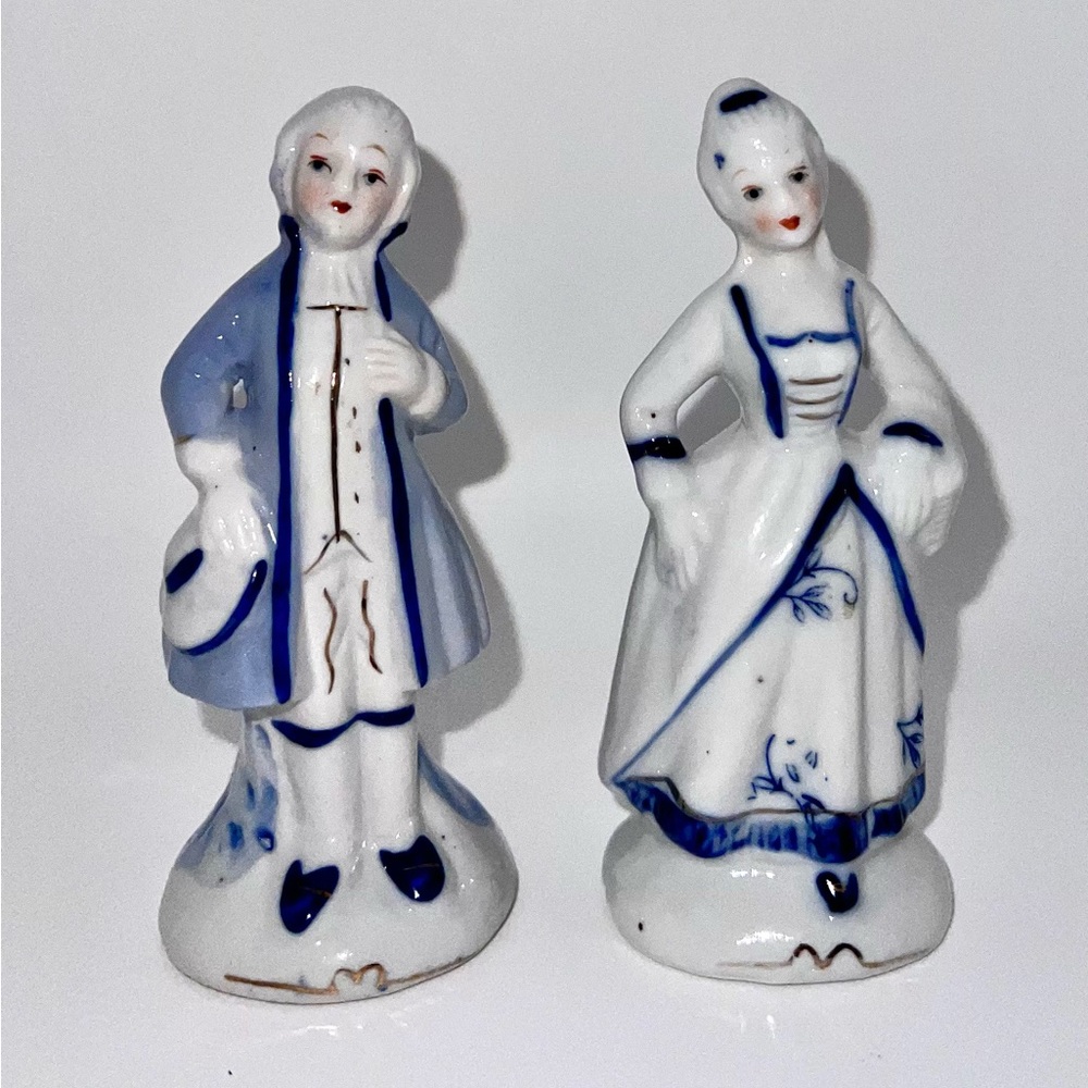 Vintage Pair Of 4-1/2” Porcelain Hand Painted Figurines.